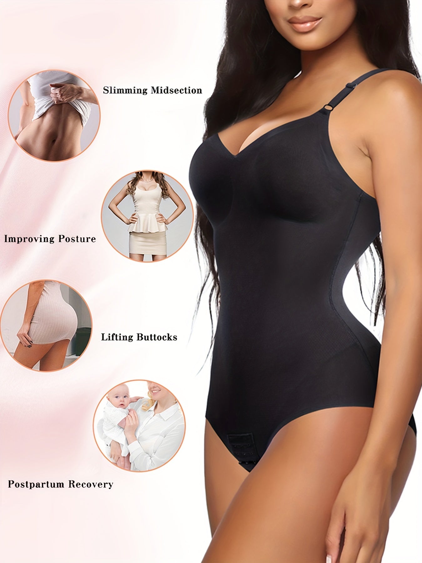 V-Neck Bodysuit Waist Trainer Tummy Control Body Shaper