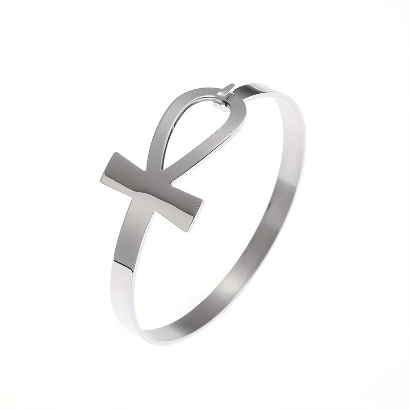 Stainless Steel Ancient Egypt Cross Bracelet Golden Silver Bangles