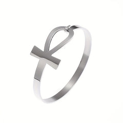 Stainless Steel Ancient Egypt Cross Bracelet Golden Silver Bangles