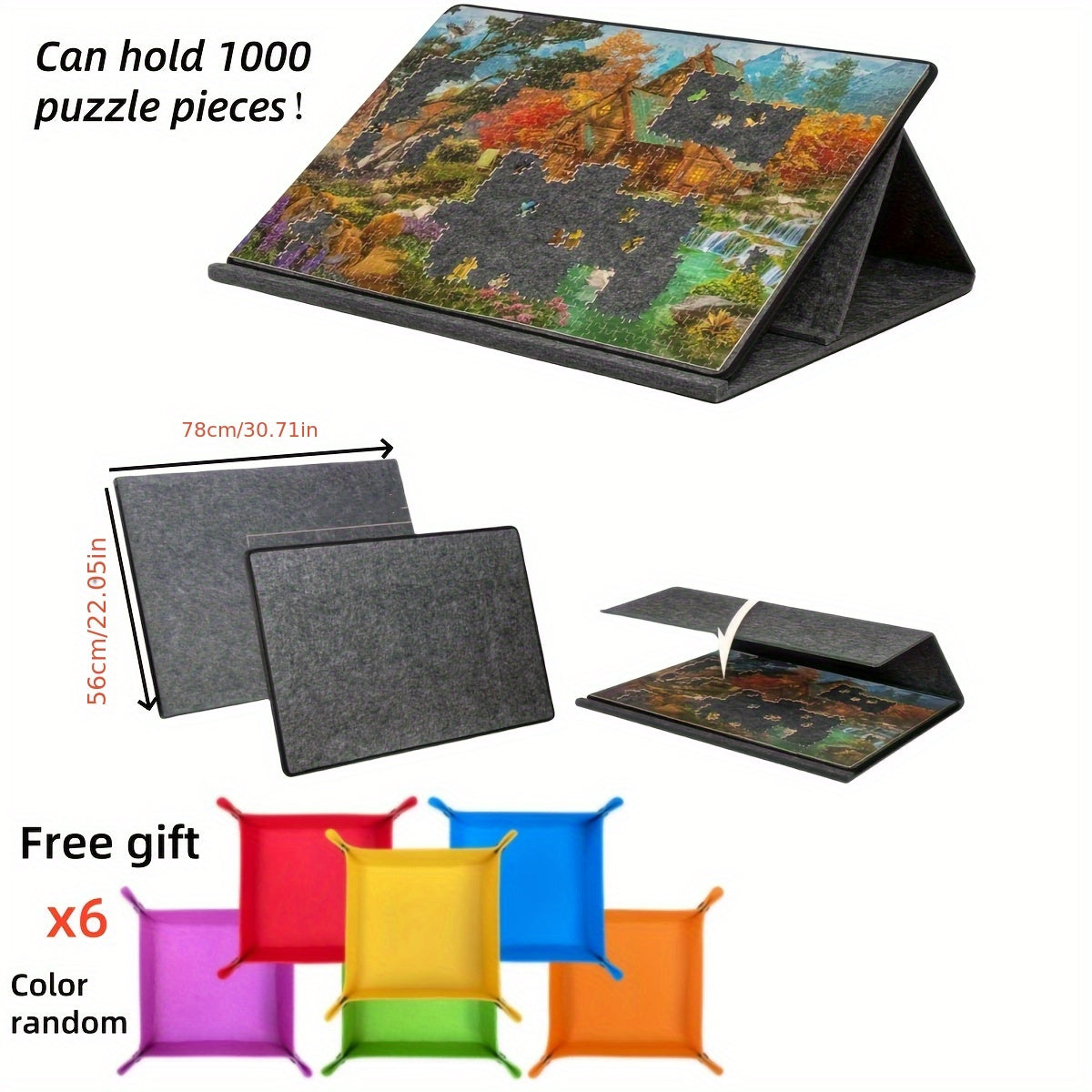Portable Jigsaw Puzzle 1000pcs Tilting Board 2 in 1 Stand Cover Lightweight