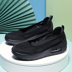 Floral Lace Wedge Sneakers for Women Lightweight Slip On Walking Shoes