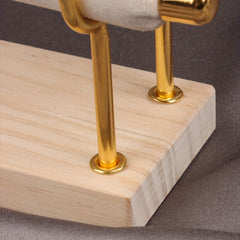 Two Tier Ring Flannel Display Jewelry Rack Solid Wood Base Organizer