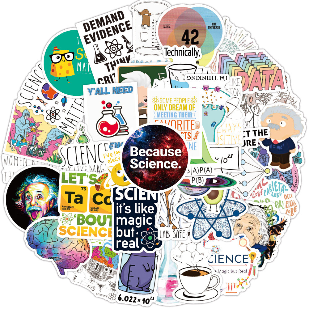 50PCS Science Elements Sticker Student Teacher Staff Waterproof Vinyl Sticker