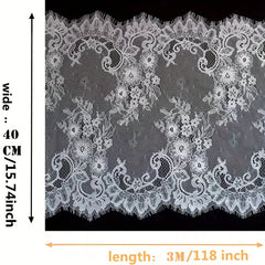 Lace Edge Trim Applique for Sewing Crafts Clothing Wedding Decor 118"x11"