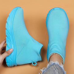 Breathable Slip On Mesh Running Shoes Soft Shock Absorption Outdoor Sneakers