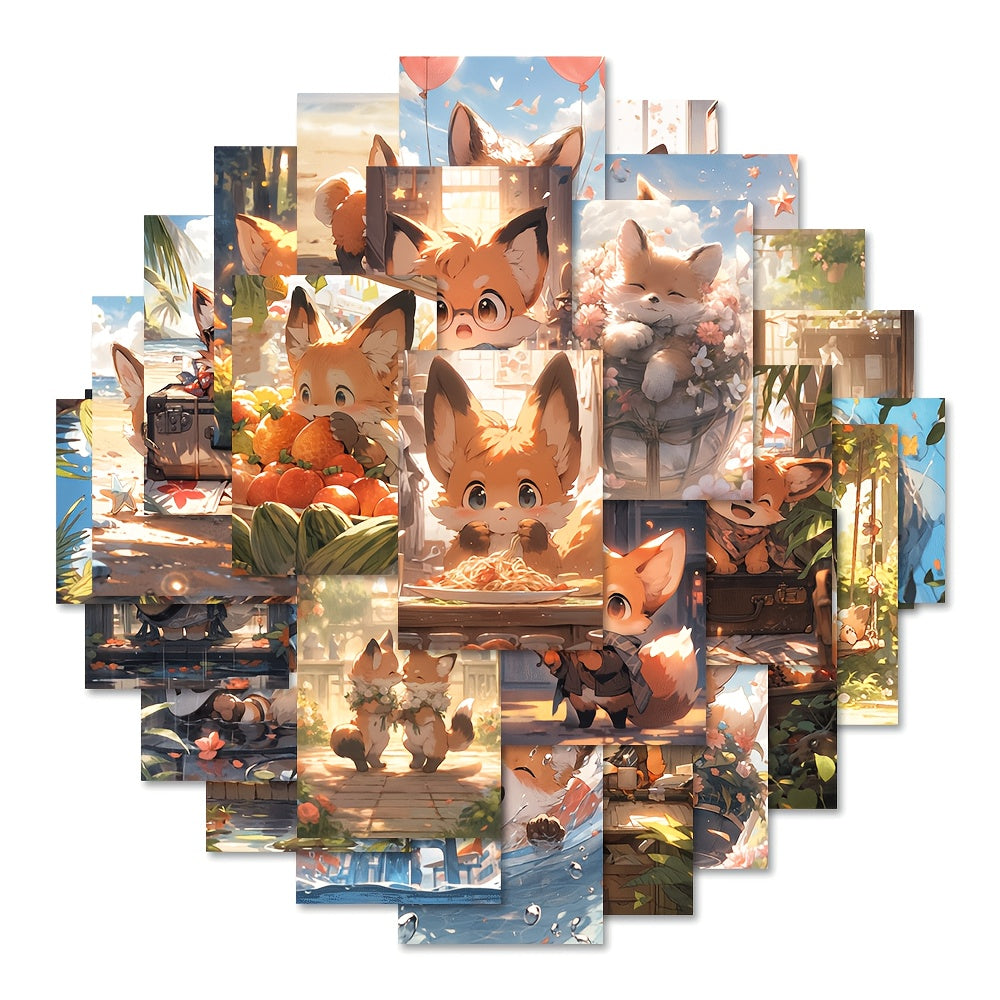 54pcs Fox Animal Stickers Pack For Kids Laptop Luggage Notebook Bike Decoration
