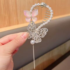 Rhinestone & Pearl Hair Claw Clip for Women Girls