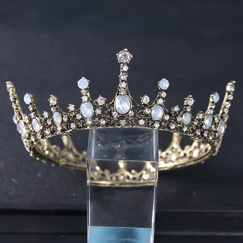 Bronze Baroque Queen Crown Vintage Princess Tiara Crystal Wedding