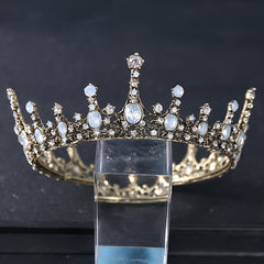 Bronze Baroque Queen Crown Vintage Princess Tiara Crystal Wedding