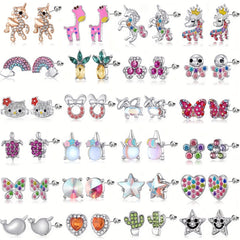 6 Pairs CZ Stud Earrings Set For Children Girls