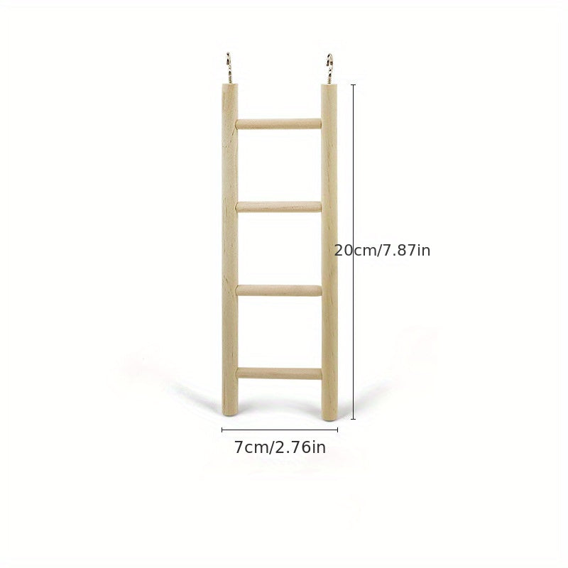 Wooden Parrot Toy Stand with Hamster Ladder