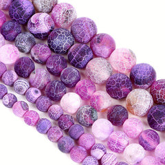 Purple Frost Cracked Dragon Veins Agates Beads 4-12mm
