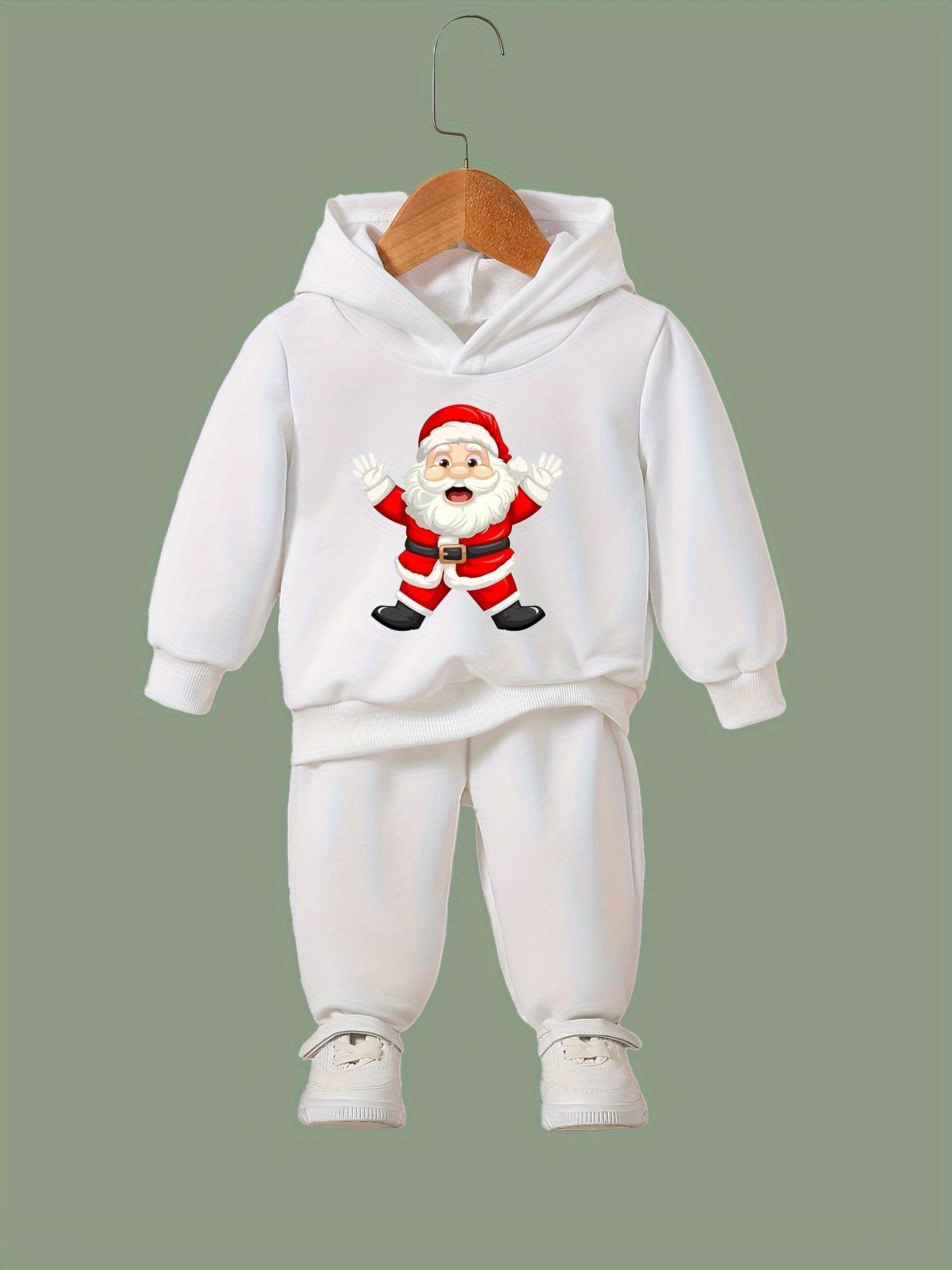 Santa Print 2pcs Girls Hoodies Jogger Pants Set Spring Fall Christmas Gift