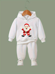 Santa Print 2pcs Girls Hoodies Jogger Pants Set Spring Fall Christmas Gift