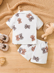 Baby Boys Cartoon Short Sleeve Shirt & Shorts Set