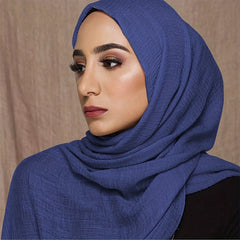 Soft Wrinkle Muslim Headband Sunproof Shawl Scarf for Women