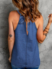 Solid Halter Neck Top Sleeveless Summer Women's Clothing