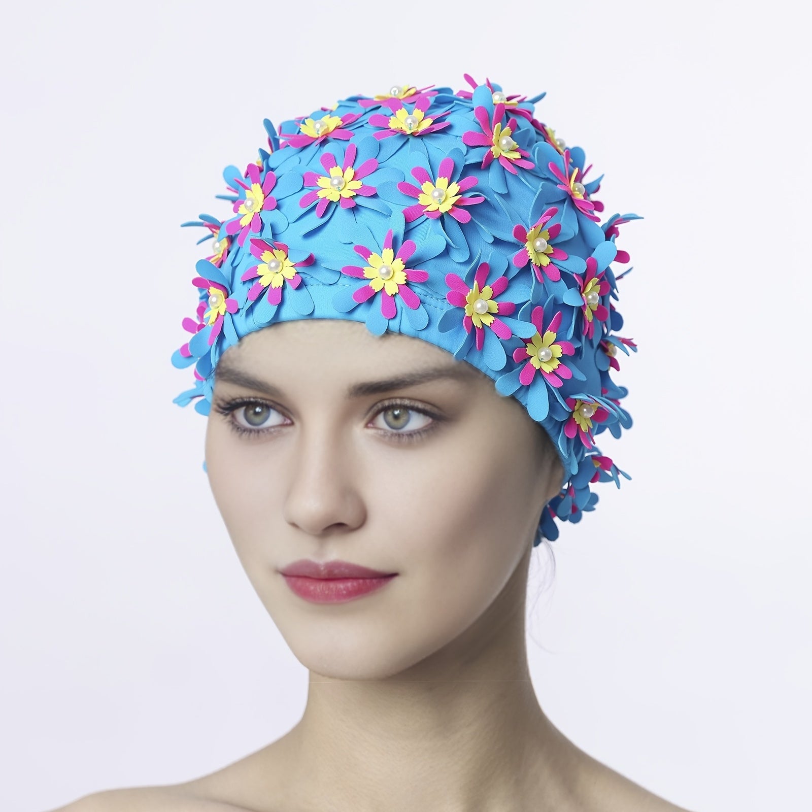 Floral Petal Swim Cap for Women Lightweight Bathing Cap