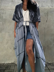 Tie Dye Plus Size Boho Cover Up Dress with Belt
