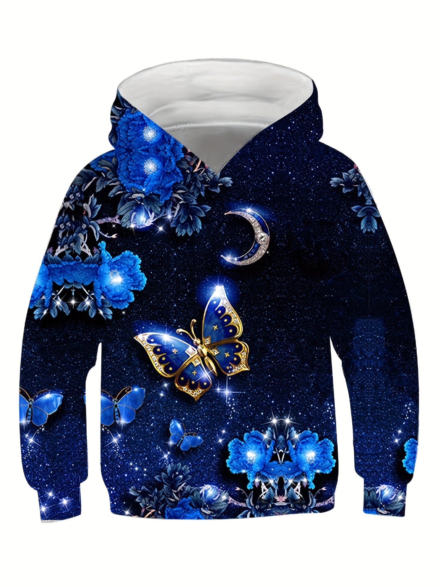 Kids 3D Butterfly Sequin Hooded Sweatshirt for Fall Winter