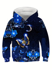 Kids 3D Butterfly Sequin Hooded Sweatshirt for Fall Winter