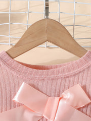 Autumn Girls Knitted Head Pullover Flower Print Skirt Set