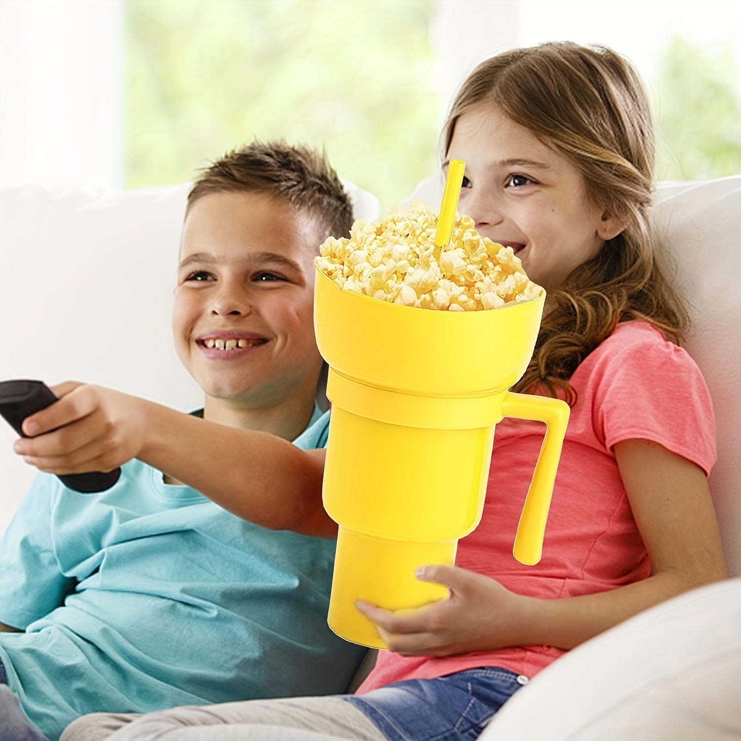Multifunctional Double Layer Water Cup With Popcorn Tray 1000ml