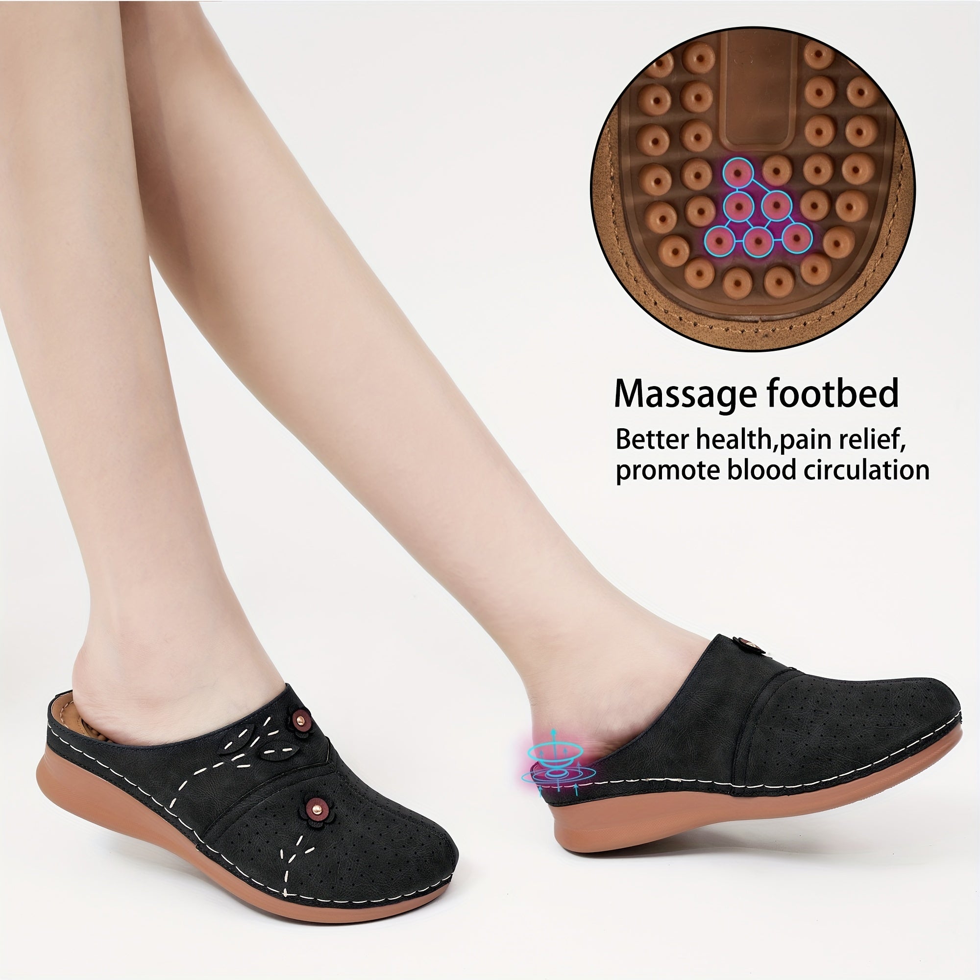 Women's Retro Massage Mules Comfort Sandals