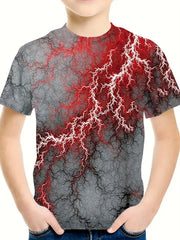 Red Lightning Print Short Sleeve T shirt 3D Print Pullover Sports Gift