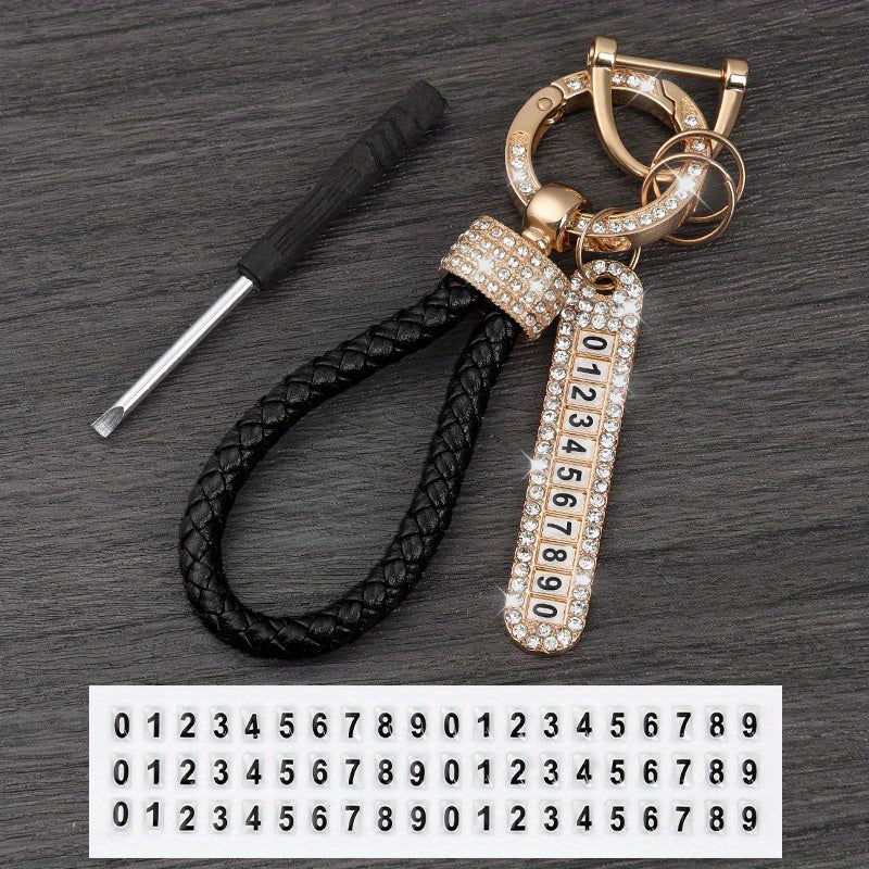 Anti Lost Car Keychains With Phone Number & Bling Diamond