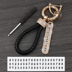Anti Lost Car Keychains With Phone Number & Bling Diamond