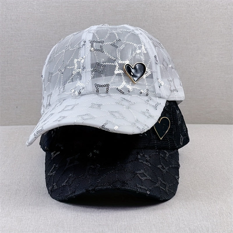Mesh Breathable Sequin Baseball Cap Thin Sun Hat Lightweight Adjustable Dad Hats