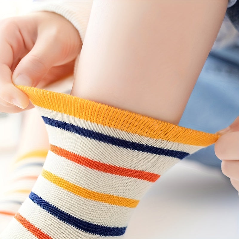 5pairs Boys Kids Breathable Comfy Sweat-absorbing Crew Socks