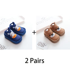 2 Pairs Baby Boys Walking Socks Anti-Skid Soft Bottom