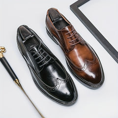 Men's Brogue Lace Up Dress Shoes Non Slip Business Wedding Formal