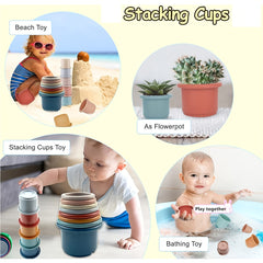 Kids Stacking Cup Toy Set - 8pcs Building Blocks for 1-3 Year Olds