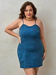 Tube Denim Cami Dress Zip Up Back