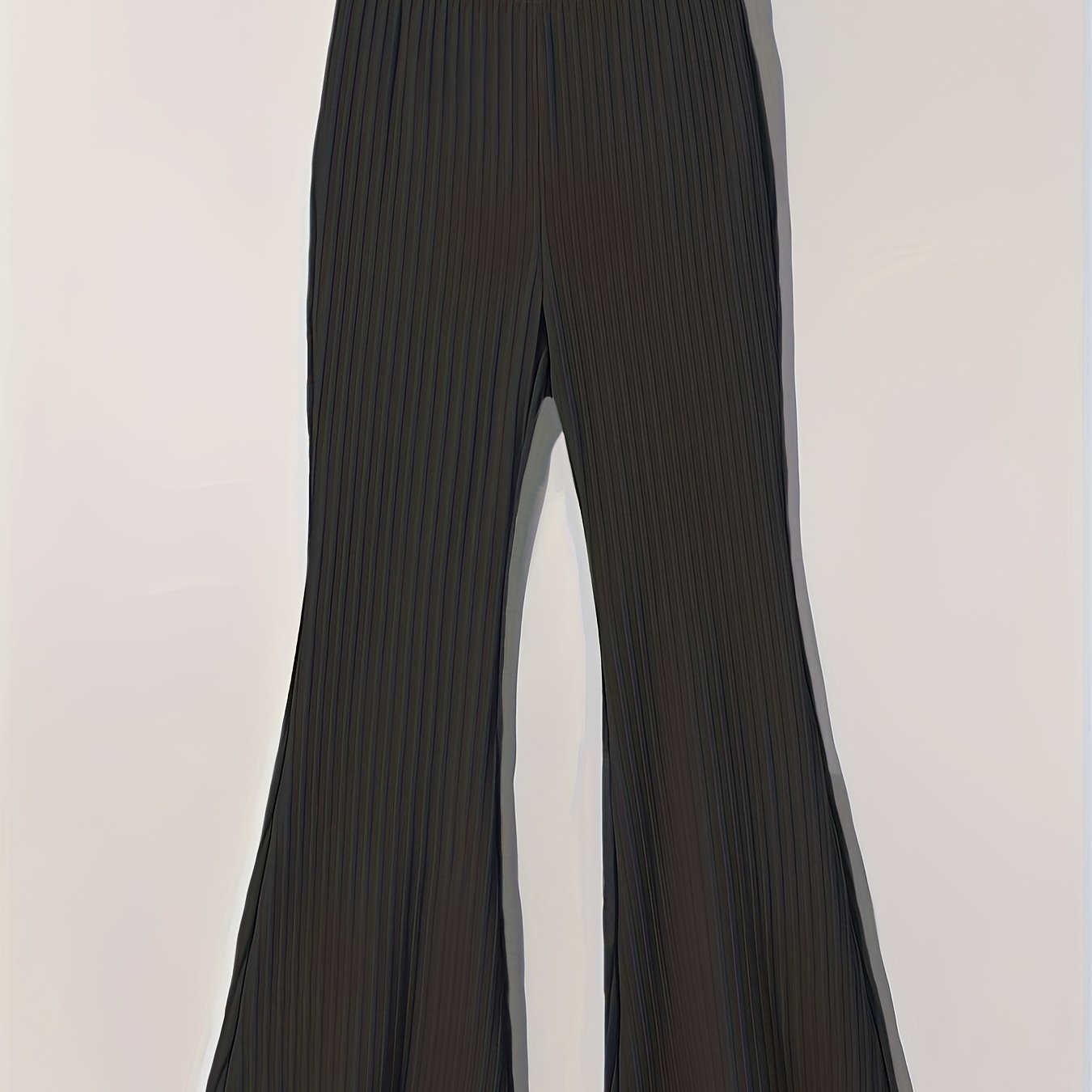 Girls' Stretchy Ribbed Knit Flare Pants Elastic Waist