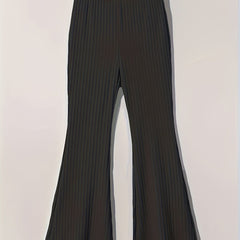 Girls' Stretchy Ribbed Knit Flare Pants Elastic Waist