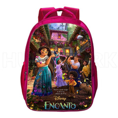 16 Inch Encanto Children School Bags Pink Orthopedic Backpack Kids Charm Mirabel