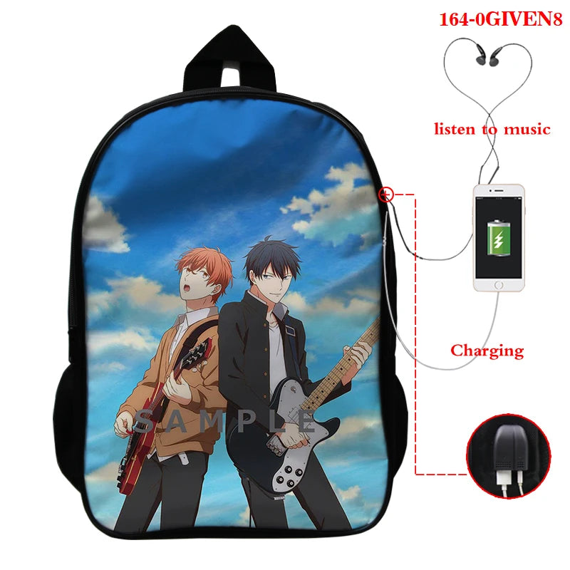 16 Inch GIVEN Anime Backpack Schoolbags USB Charging Teenage Boy Girl Cartoon Ba