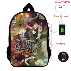 16 Inch GIVEN Anime Backpack Schoolbags USB Charging Teenage Boy Girl Cartoon Ba
