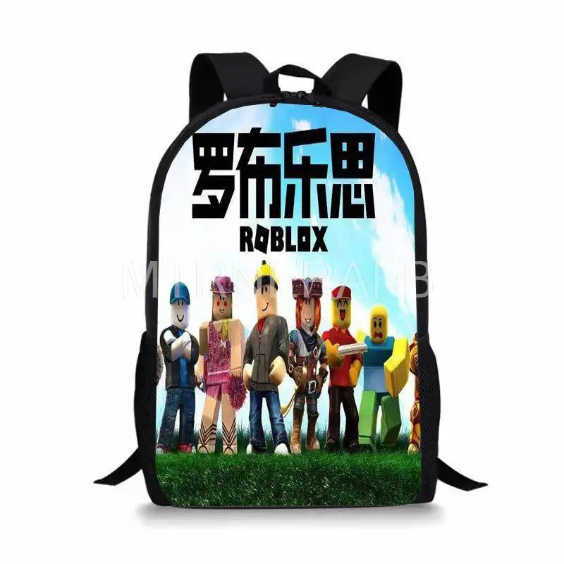 16 Inch Cartoon Robloxing School Bags Kids Anime Print Large Bookbags