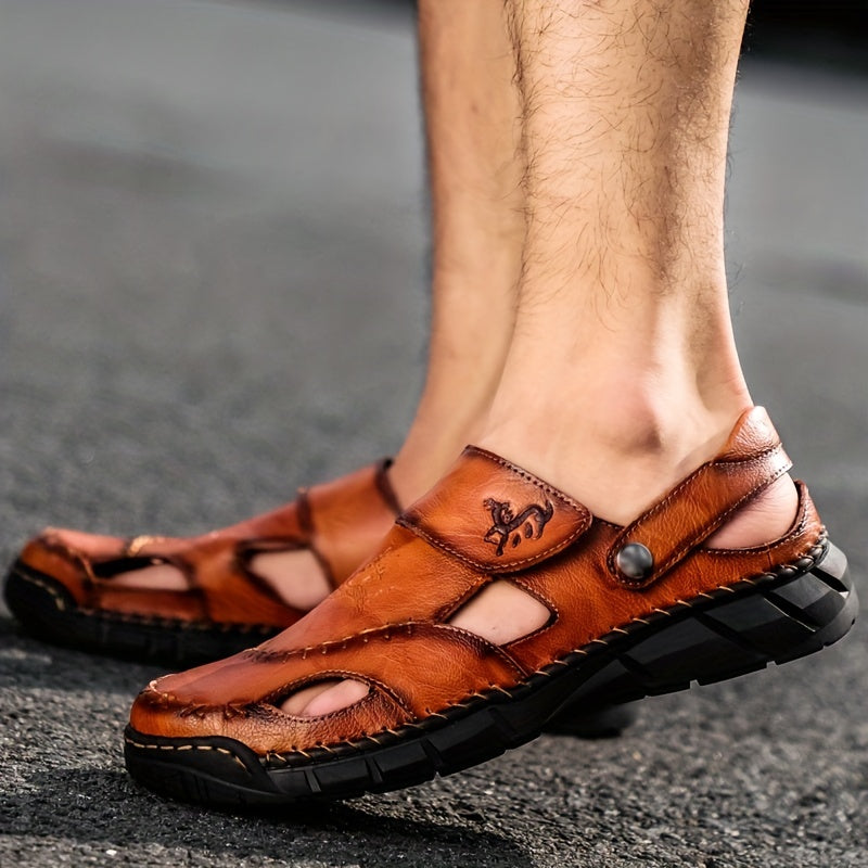 Men's Leather Hiking Sandals Beach Water Shoes