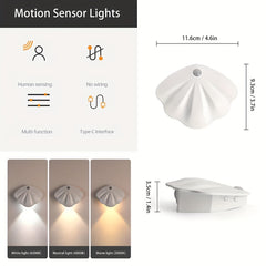 Magnetic Shell Shaped LED Night Light Motion Sensor USB Rechargeable