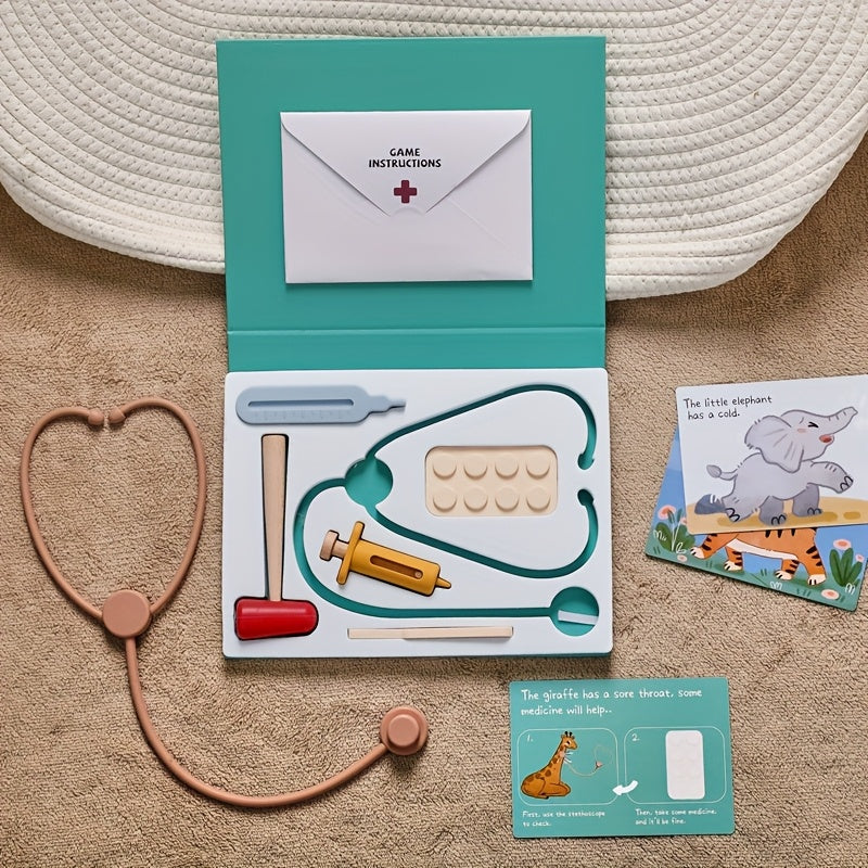 Silicone Doctor Toy Set Play Doctor Kit with Stethoscope Playset and Playmat