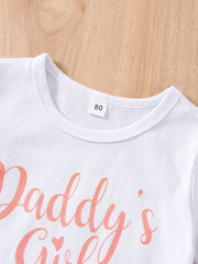 Toddler Baby Girls T Shirt Letter Print Round Neck Short Sleejsonves & Skirt Set