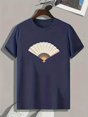 Fan Pattern Print Men's Sports T-shirt Graphic Tee for Fitness Activities