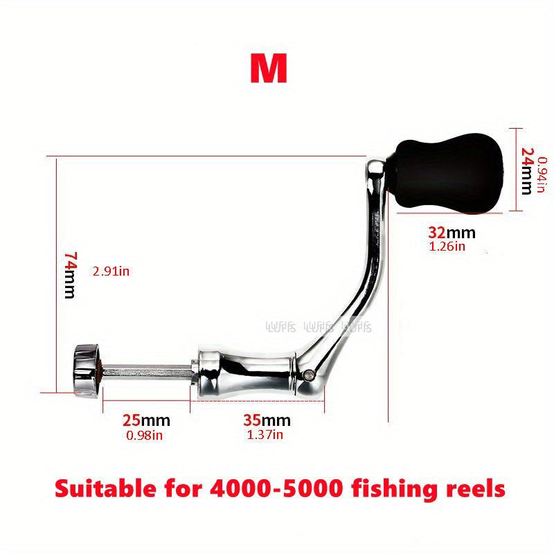 Metal Fishing Reel Handle with Comfortable Knob Replacement for S M L Reels