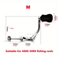 Metal Fishing Reel Handle with Comfortable Knob Replacement for S M L Reels